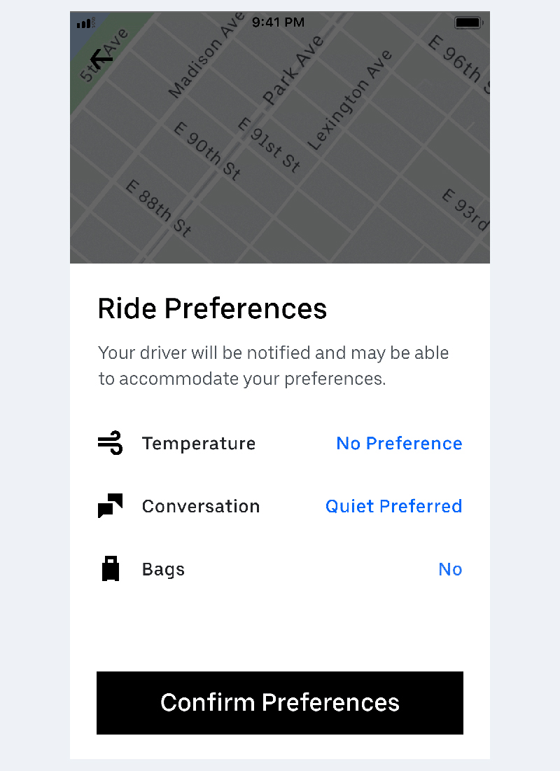 Uber запустил в США опцию «режим тишины», который заставит водителя не отвлекать пассажиров разговорами