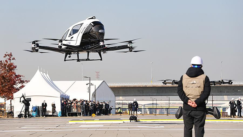 Беспилотное летающее такси впервые испытали над столицей Кореи