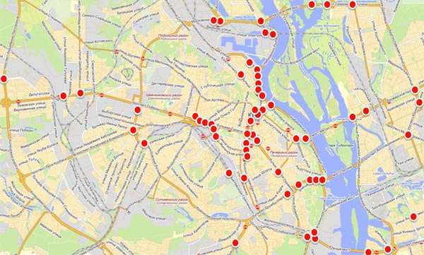 Яндекс обнаружил проблемные места в Киеве. Карта
